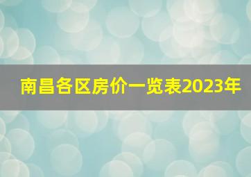 南昌各区房价一览表2023年