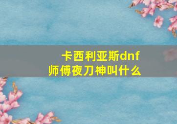 卡西利亚斯dnf师傅夜刀神叫什么