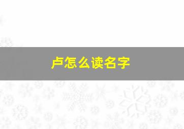 卢怎么读名字