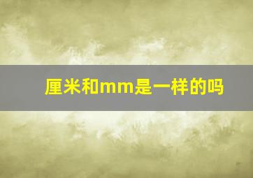 厘米和mm是一样的吗