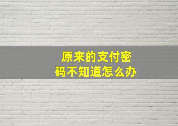 原来的支付密码不知道怎么办