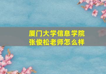 厦门大学信息学院张俊松老师怎么样