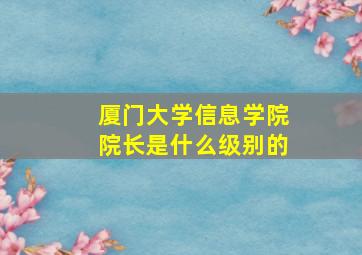 厦门大学信息学院院长是什么级别的