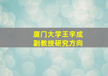 厦门大学王宇成副教授研究方向