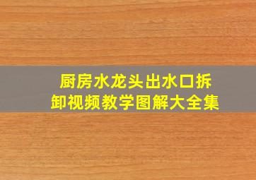 厨房水龙头出水口拆卸视频教学图解大全集