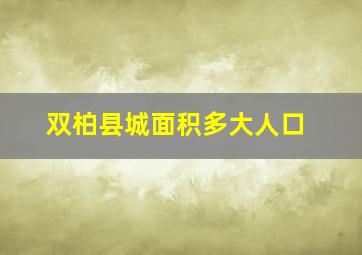 双柏县城面积多大人口