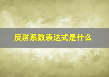 反射系数表达式是什么