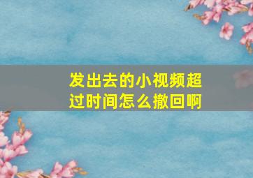 发出去的小视频超过时间怎么撤回啊