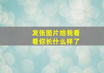 发张图片给我看看你长什么样了