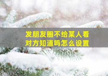 发朋友圈不给某人看对方知道吗怎么设置