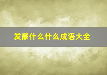 发蒙什么什么成语大全