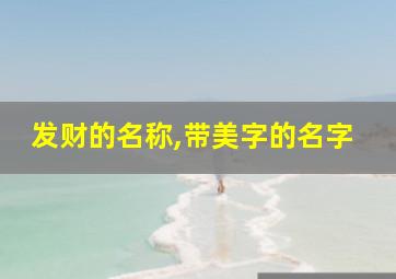 发财的名称,带美字的名字