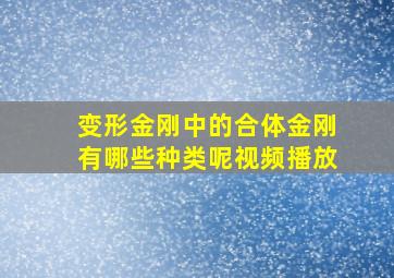 变形金刚中的合体金刚有哪些种类呢视频播放