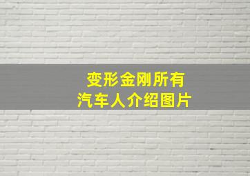 变形金刚所有汽车人介绍图片