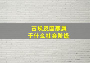 古埃及国家属于什么社会阶级