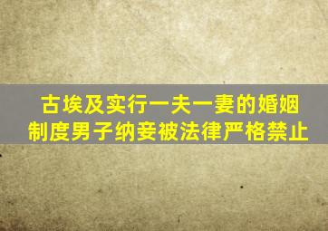 古埃及实行一夫一妻的婚姻制度男子纳妾被法律严格禁止