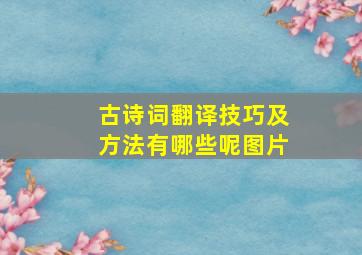 古诗词翻译技巧及方法有哪些呢图片