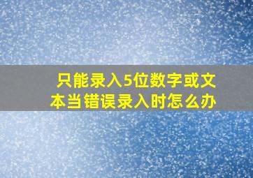 只能录入5位数字或文本当错误录入时怎么办