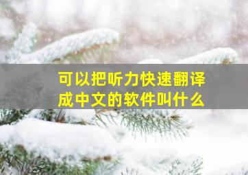 可以把听力快速翻译成中文的软件叫什么