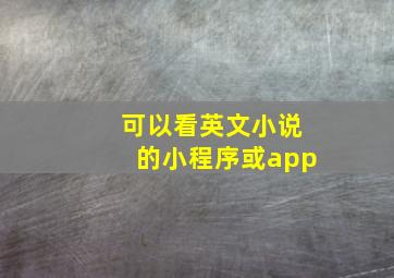 可以看英文小说的小程序或app