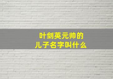 叶剑英元帅的儿子名字叫什么