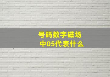 号码数字磁场中05代表什么