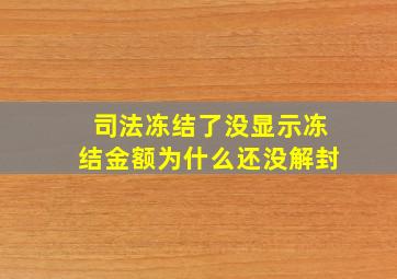 司法冻结了没显示冻结金额为什么还没解封