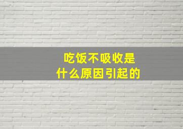 吃饭不吸收是什么原因引起的