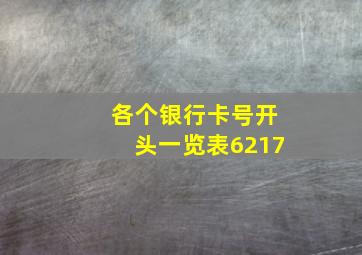 各个银行卡号开头一览表6217