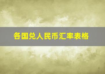 各国兑人民币汇率表格