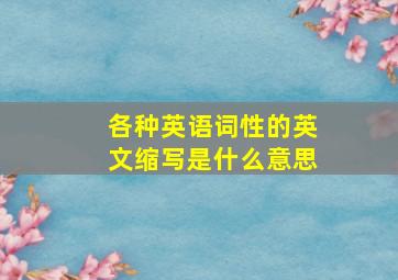 各种英语词性的英文缩写是什么意思