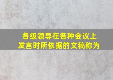 各级领导在各种会议上发言时所依据的文稿称为