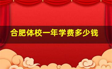 合肥体校一年学费多少钱