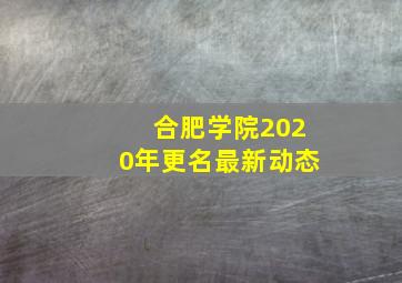 合肥学院2020年更名最新动态