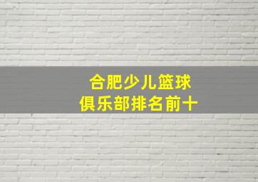 合肥少儿篮球俱乐部排名前十