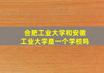 合肥工业大学和安徽工业大学是一个学校吗