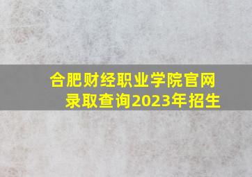 合肥财经职业学院官网录取查询2023年招生