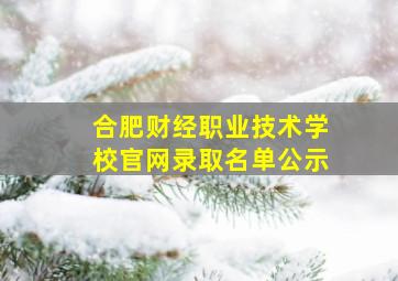 合肥财经职业技术学校官网录取名单公示