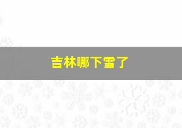 吉林哪下雪了