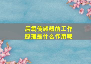 后氧传感器的工作原理是什么作用呢