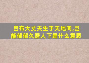 吕布大丈夫生于天地间,岂能郁郁久居人下是什么意思