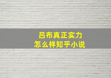 吕布真正实力怎么样知乎小说