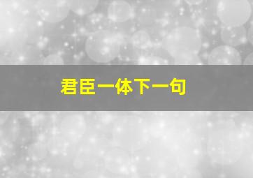 君臣一体下一句