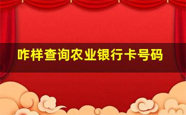 咋样查询农业银行卡号码