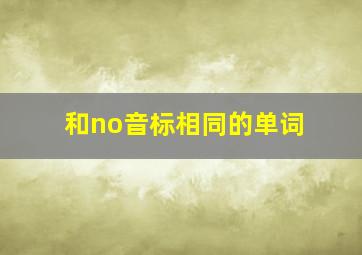 和no音标相同的单词