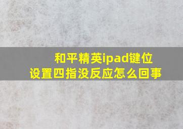 和平精英ipad键位设置四指没反应怎么回事