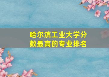 哈尔滨工业大学分数最高的专业排名