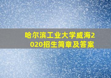 哈尔滨工业大学威海2020招生简章及答案