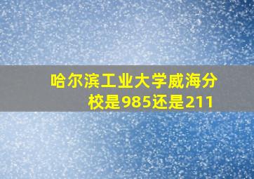 哈尔滨工业大学威海分校是985还是211