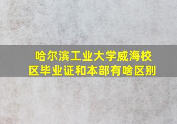 哈尔滨工业大学威海校区毕业证和本部有啥区别